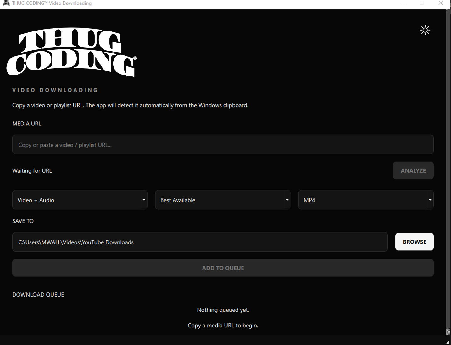 THUG CODING Downloading desktop application